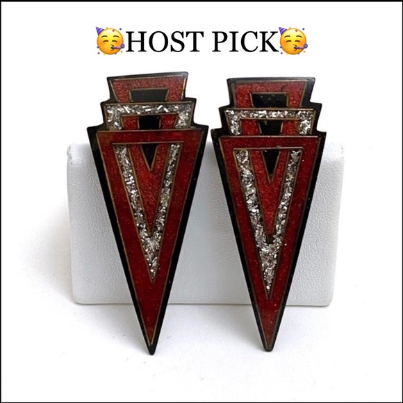 Vintage Jewelry - Vintage Art Deco Geometric Triangle Pierced Earrings